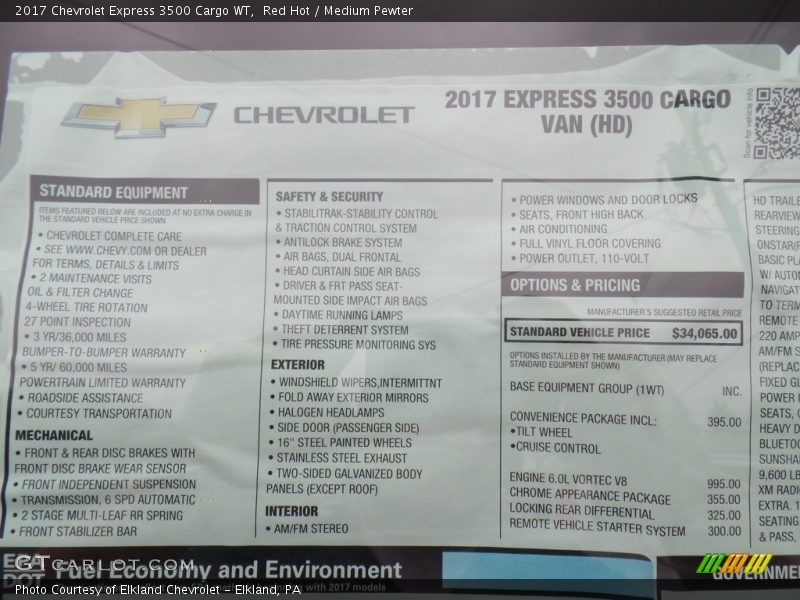 Red Hot / Medium Pewter 2017 Chevrolet Express 3500 Cargo WT