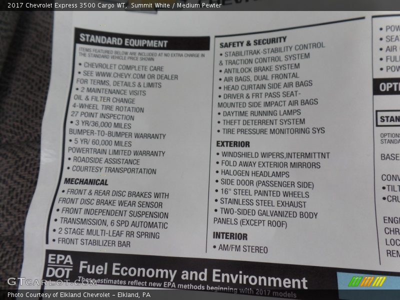 Summit White / Medium Pewter 2017 Chevrolet Express 3500 Cargo WT