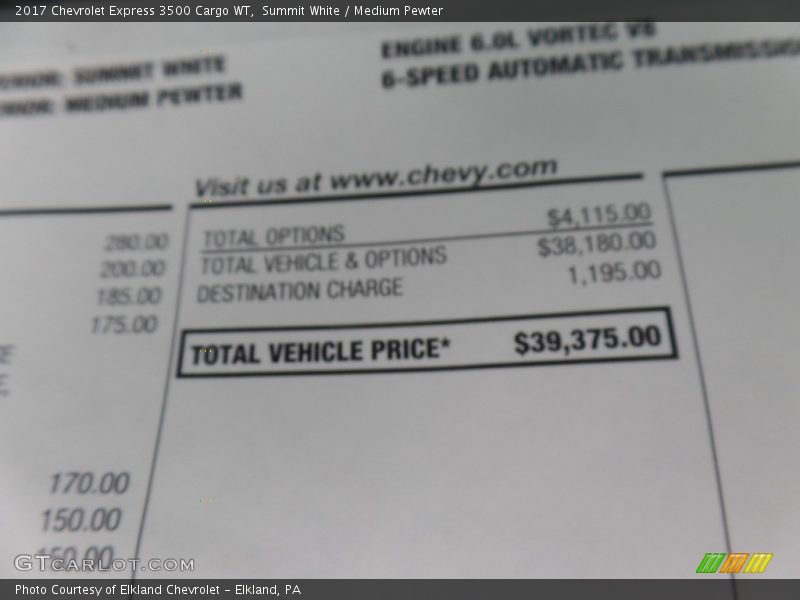 Summit White / Medium Pewter 2017 Chevrolet Express 3500 Cargo WT