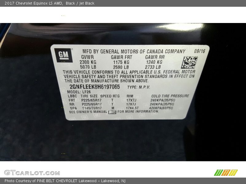 Black / Jet Black 2017 Chevrolet Equinox LS AWD