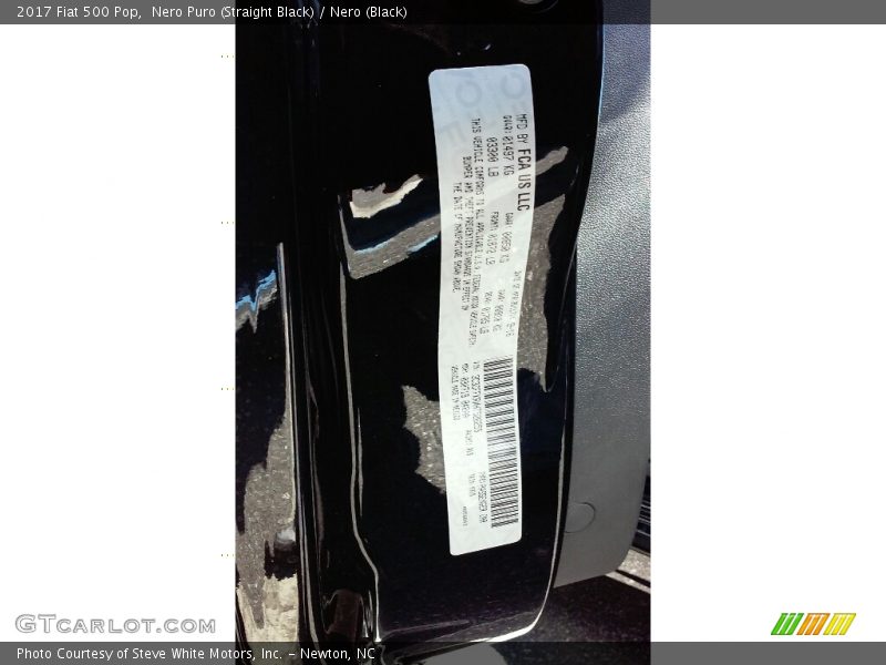 Nero Puro (Straight Black) / Nero (Black) 2017 Fiat 500 Pop
