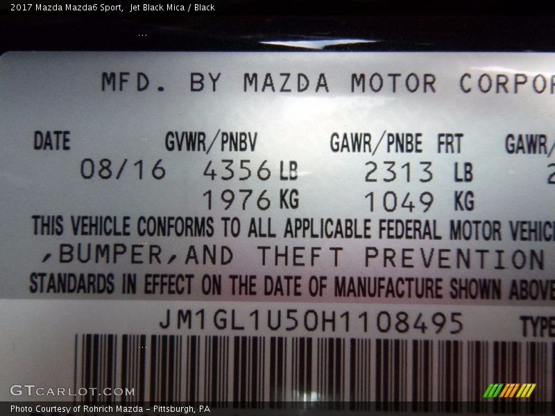 Jet Black Mica / Black 2017 Mazda Mazda6 Sport
