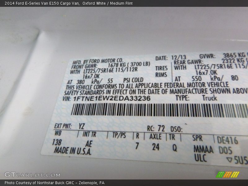 Oxford White / Medium Flint 2014 Ford E-Series Van E150 Cargo Van