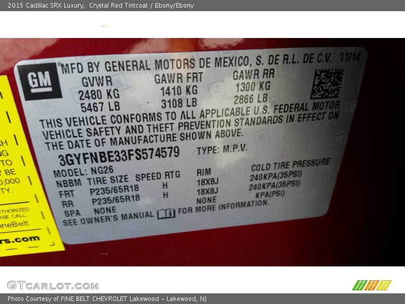 Crystal Red Tintcoat / Ebony/Ebony 2015 Cadillac SRX Luxury
