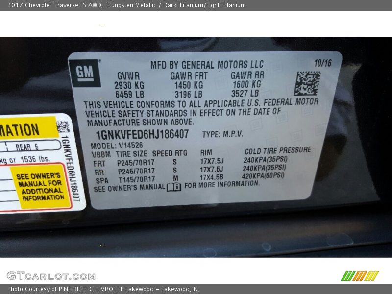 Tungsten Metallic / Dark Titanium/Light Titanium 2017 Chevrolet Traverse LS AWD