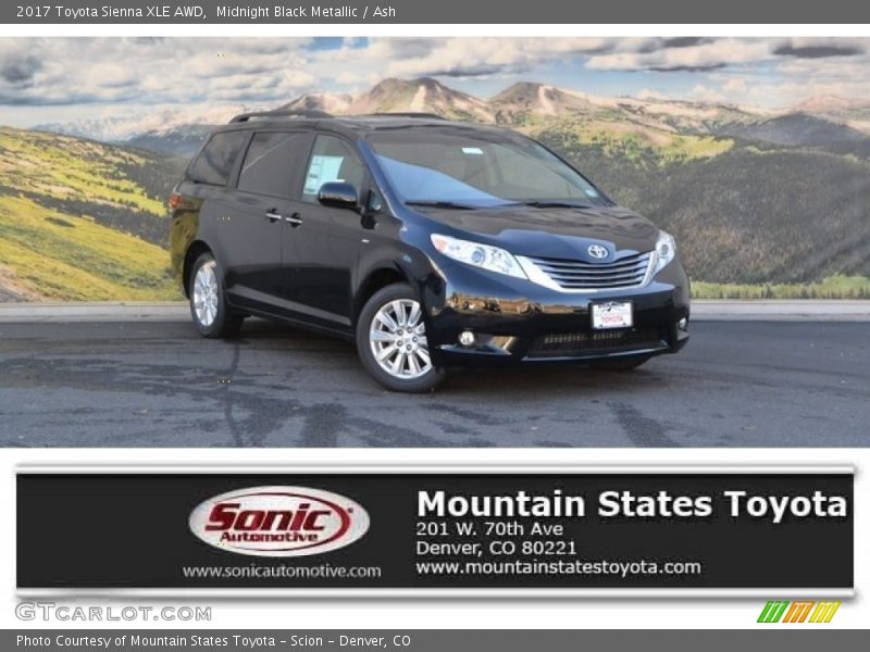 Midnight Black Metallic / Ash 2017 Toyota Sienna XLE AWD