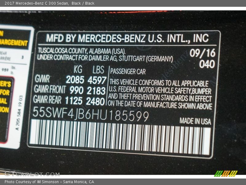 Black / Black 2017 Mercedes-Benz C 300 Sedan