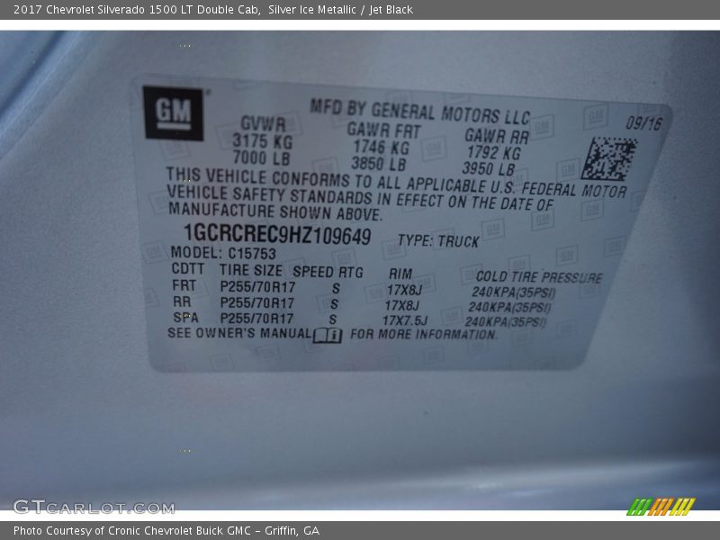 Silver Ice Metallic / Jet Black 2017 Chevrolet Silverado 1500 LT Double Cab