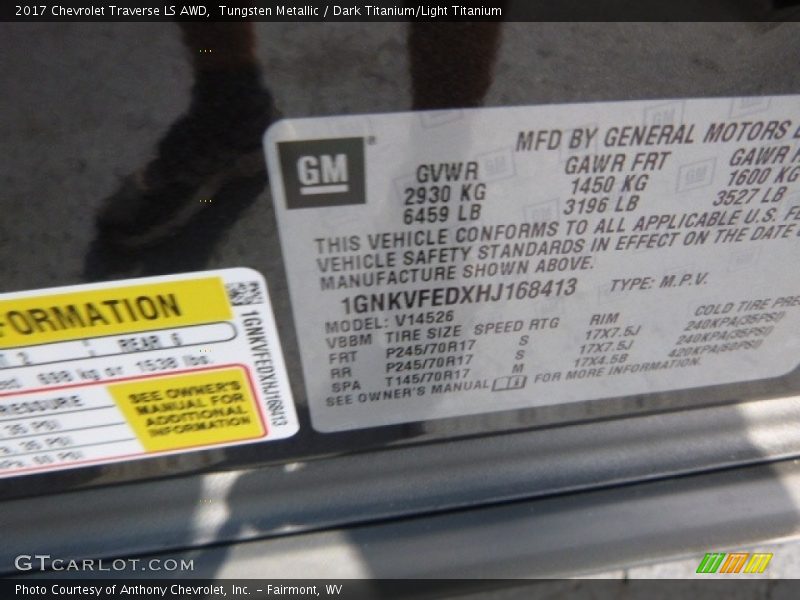 Tungsten Metallic / Dark Titanium/Light Titanium 2017 Chevrolet Traverse LS AWD