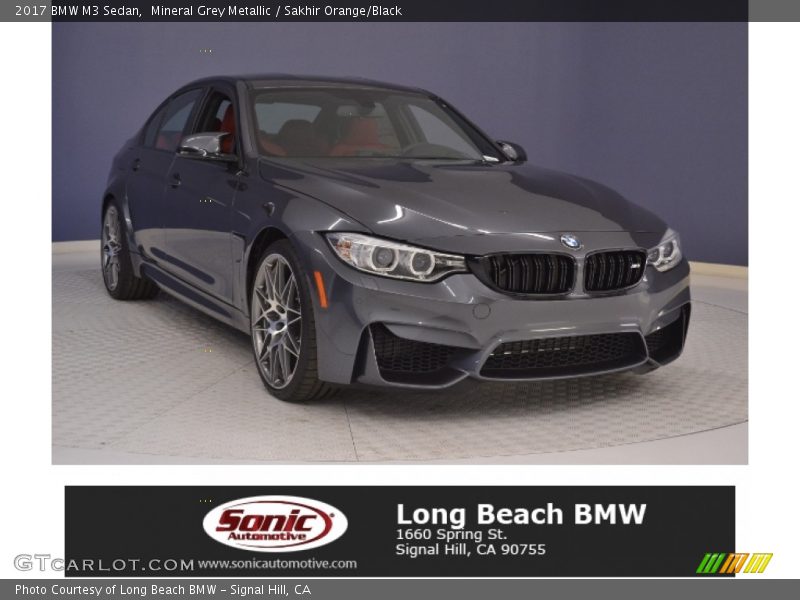 Mineral Grey Metallic / Sakhir Orange/Black 2017 BMW M3 Sedan