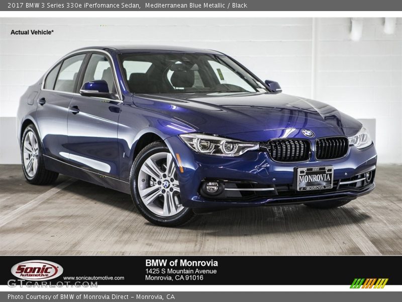 Mediterranean Blue Metallic / Black 2017 BMW 3 Series 330e iPerfomance Sedan