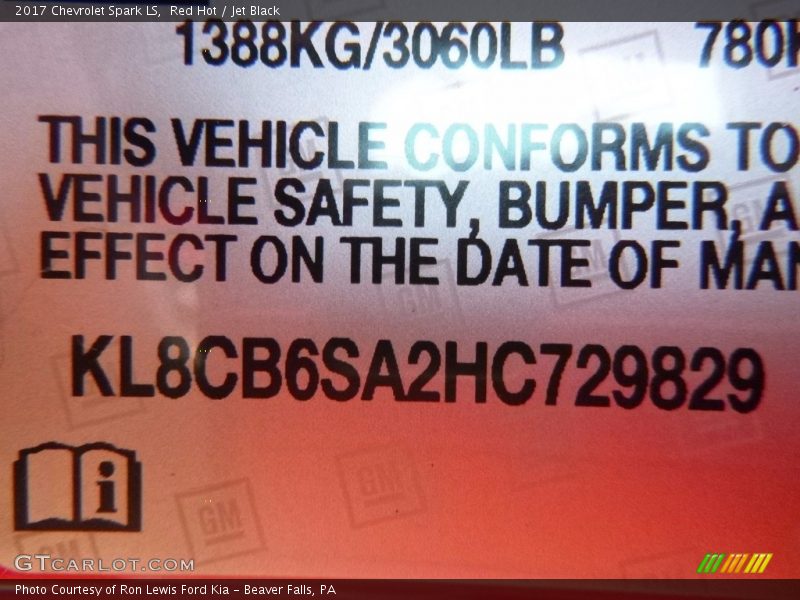 Red Hot / Jet Black 2017 Chevrolet Spark LS