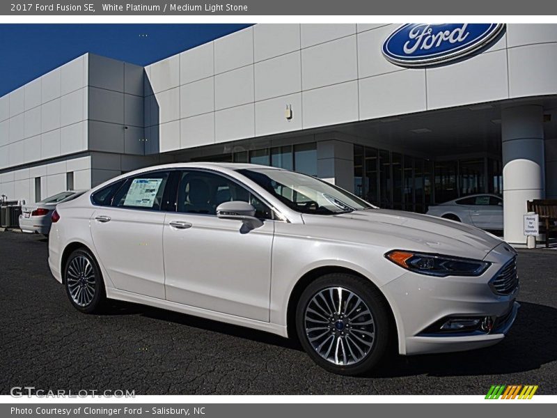 White Platinum / Medium Light Stone 2017 Ford Fusion SE