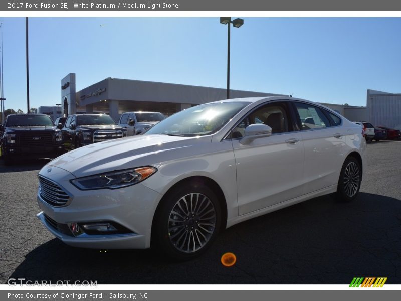 White Platinum / Medium Light Stone 2017 Ford Fusion SE
