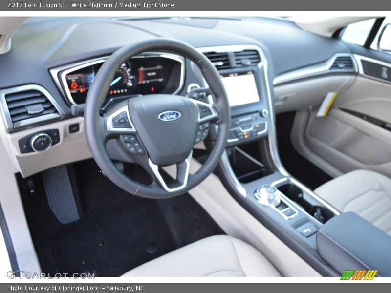 White Platinum / Medium Light Stone 2017 Ford Fusion SE
