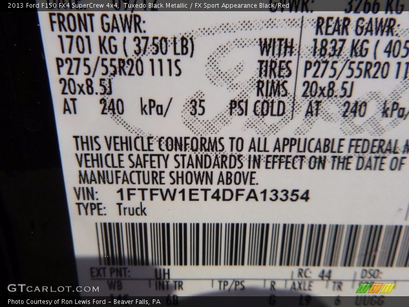 Tuxedo Black Metallic / FX Sport Appearance Black/Red 2013 Ford F150 FX4 SuperCrew 4x4