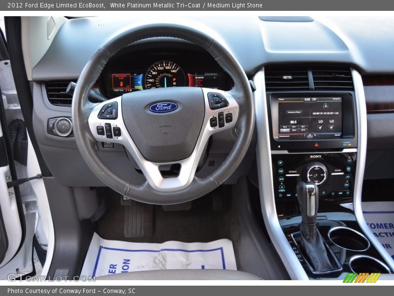 White Platinum Metallic Tri-Coat / Medium Light Stone 2012 Ford Edge Limited EcoBoost