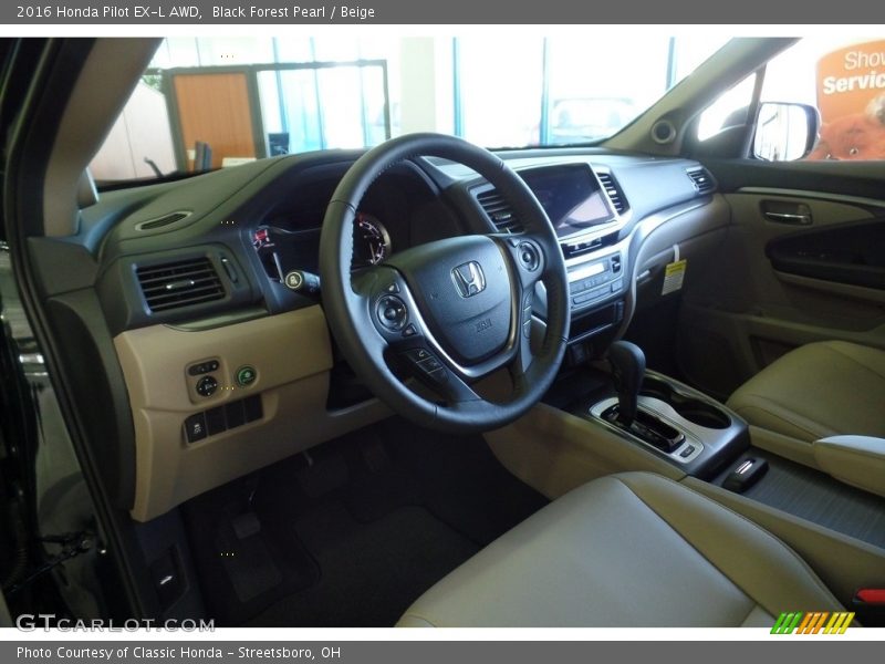 Black Forest Pearl / Beige 2016 Honda Pilot EX-L AWD