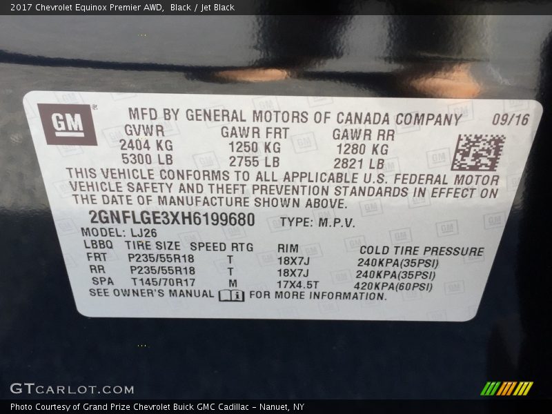 Black / Jet Black 2017 Chevrolet Equinox Premier AWD