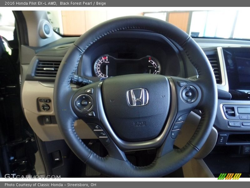 Black Forest Pearl / Beige 2016 Honda Pilot EX-L AWD