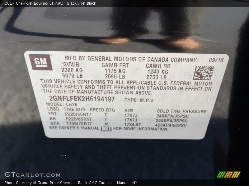 Black / Jet Black 2017 Chevrolet Equinox LT AWD