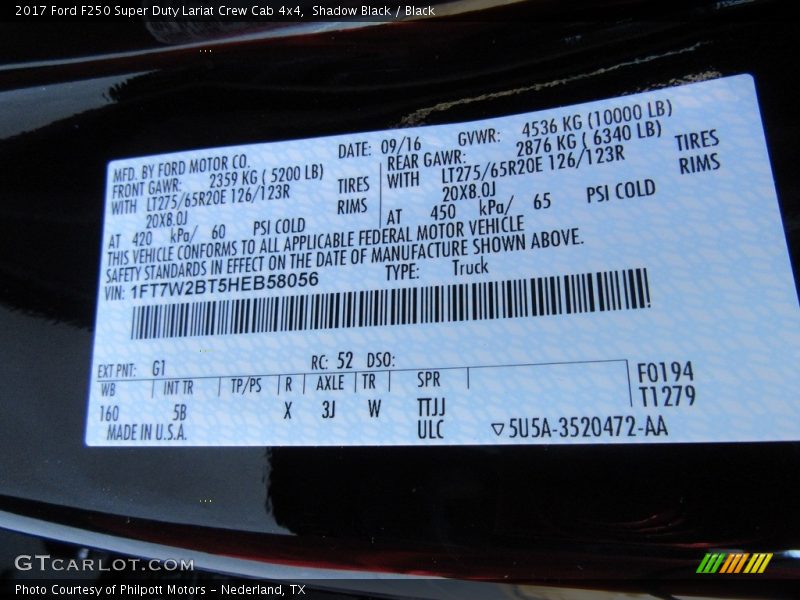 Shadow Black / Black 2017 Ford F250 Super Duty Lariat Crew Cab 4x4