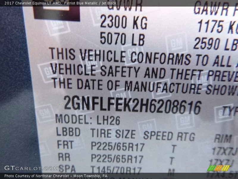 Patriot Blue Metallic / Jet Black 2017 Chevrolet Equinox LT AWD