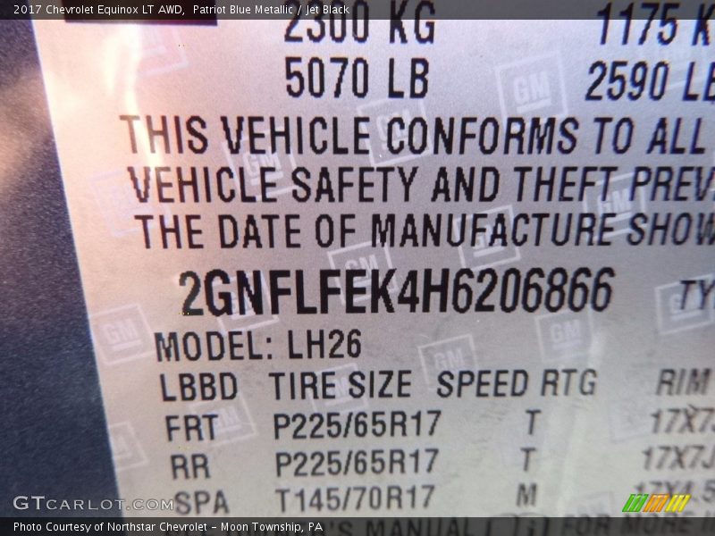 Patriot Blue Metallic / Jet Black 2017 Chevrolet Equinox LT AWD