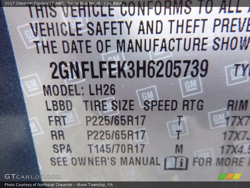 Patriot Blue Metallic / Jet Black 2017 Chevrolet Equinox LT AWD