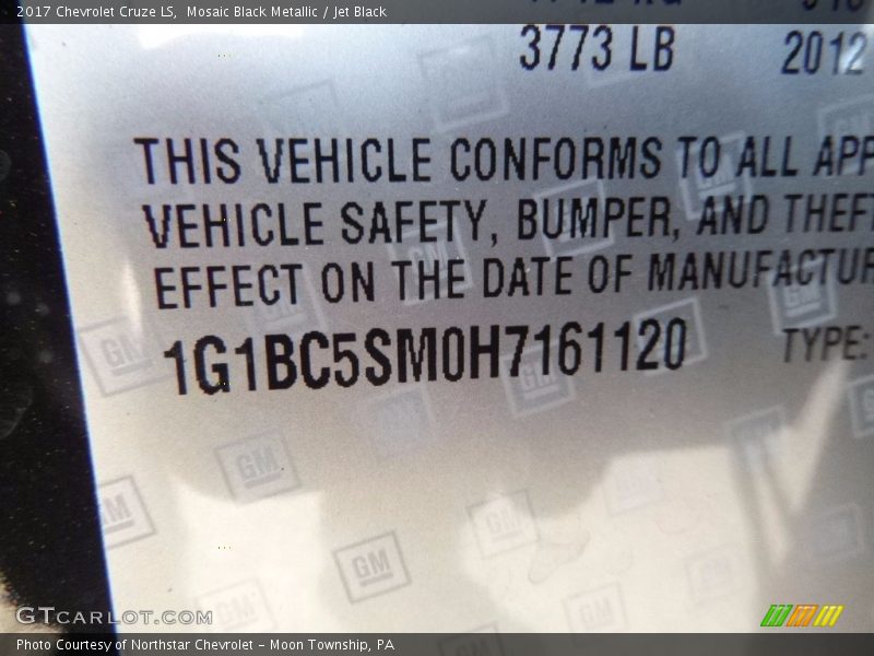 Mosaic Black Metallic / Jet Black 2017 Chevrolet Cruze LS