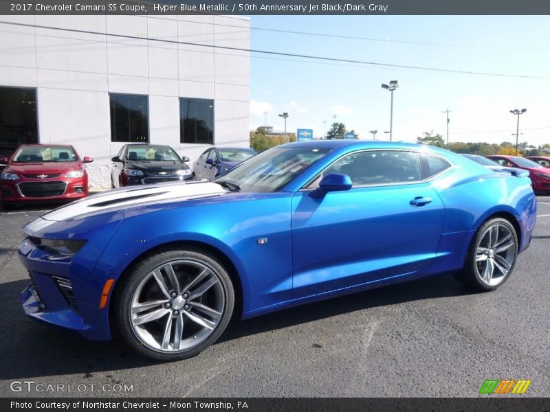 Hyper Blue Metallic / 50th Anniversary Jet Black/Dark Gray 2017 Chevrolet Camaro SS Coupe