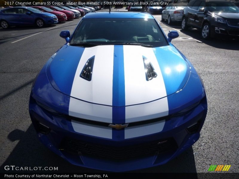Hyper Blue Metallic / 50th Anniversary Jet Black/Dark Gray 2017 Chevrolet Camaro SS Coupe