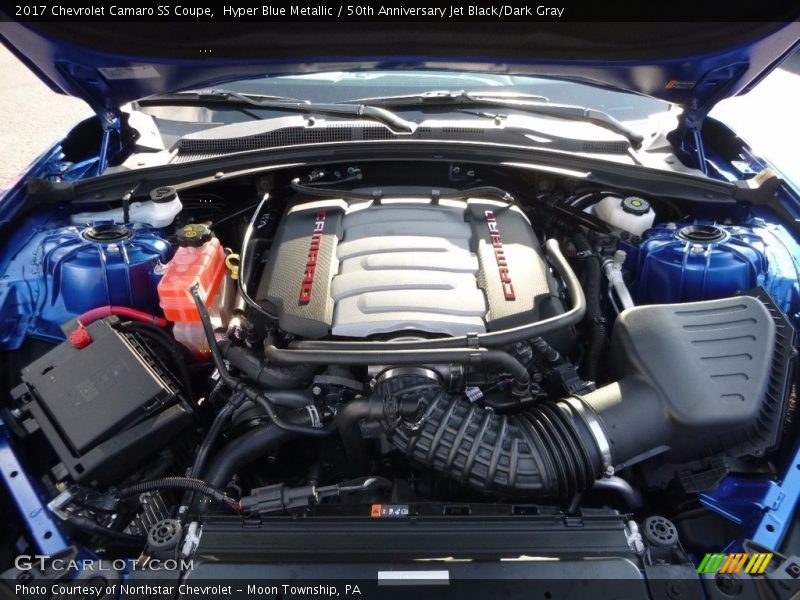 Hyper Blue Metallic / 50th Anniversary Jet Black/Dark Gray 2017 Chevrolet Camaro SS Coupe