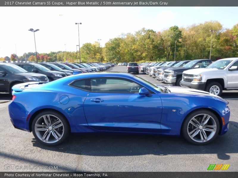 Hyper Blue Metallic / 50th Anniversary Jet Black/Dark Gray 2017 Chevrolet Camaro SS Coupe