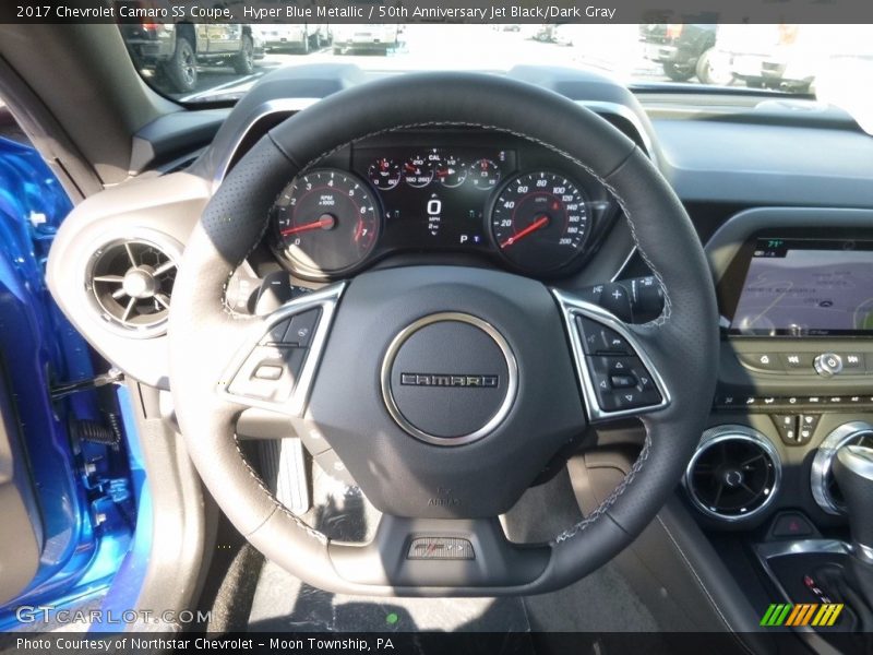 Hyper Blue Metallic / 50th Anniversary Jet Black/Dark Gray 2017 Chevrolet Camaro SS Coupe
