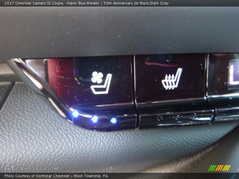 Hyper Blue Metallic / 50th Anniversary Jet Black/Dark Gray 2017 Chevrolet Camaro SS Coupe