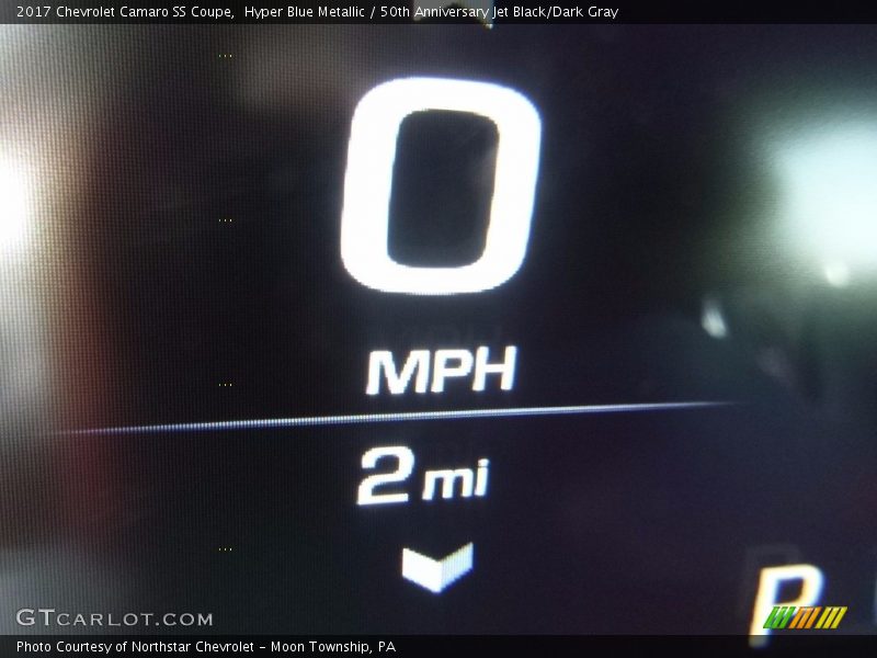 Hyper Blue Metallic / 50th Anniversary Jet Black/Dark Gray 2017 Chevrolet Camaro SS Coupe