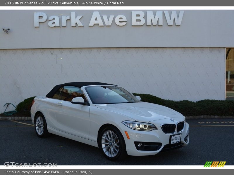 Alpine White / Coral Red 2016 BMW 2 Series 228i xDrive Convertible