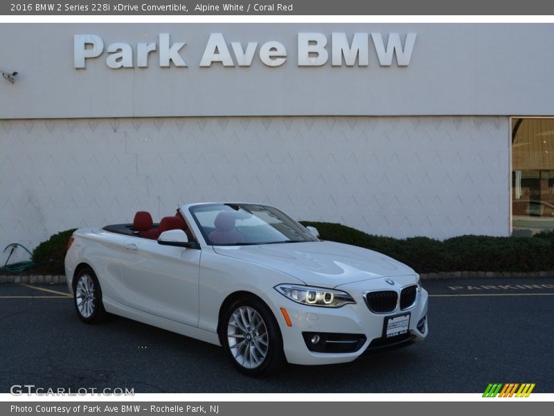 Alpine White / Coral Red 2016 BMW 2 Series 228i xDrive Convertible