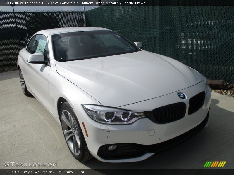 Mineral White Metallic / Saddle Brown 2017 BMW 4 Series 430i xDrive Convertible