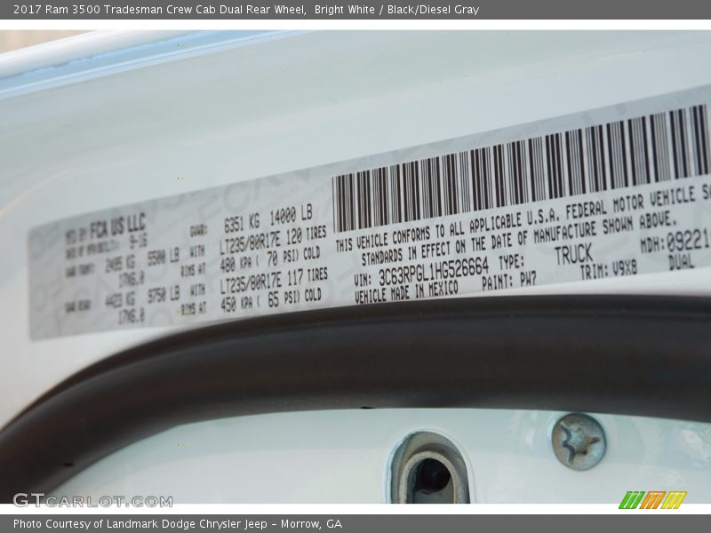 Bright White / Black/Diesel Gray 2017 Ram 3500 Tradesman Crew Cab Dual Rear Wheel