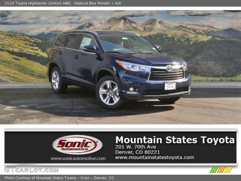 Nautical Blue Metallic / Ash 2016 Toyota Highlander Limited AWD