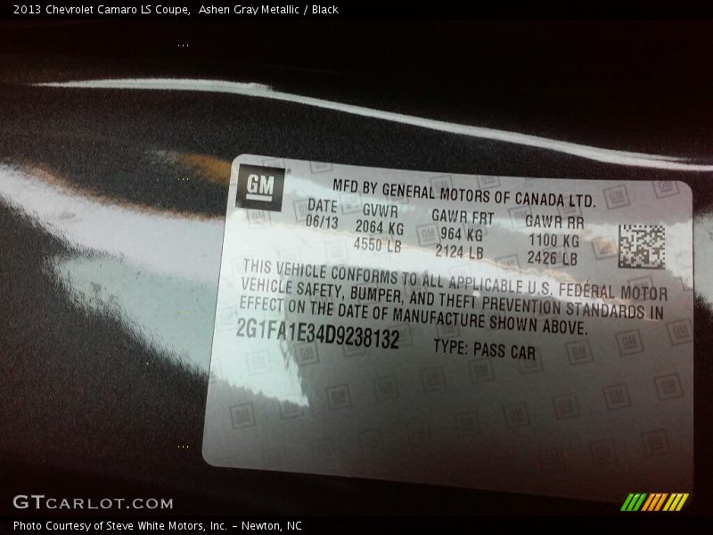 Ashen Gray Metallic / Black 2013 Chevrolet Camaro LS Coupe