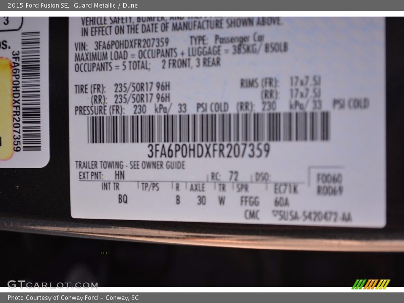 Guard Metallic / Dune 2015 Ford Fusion SE