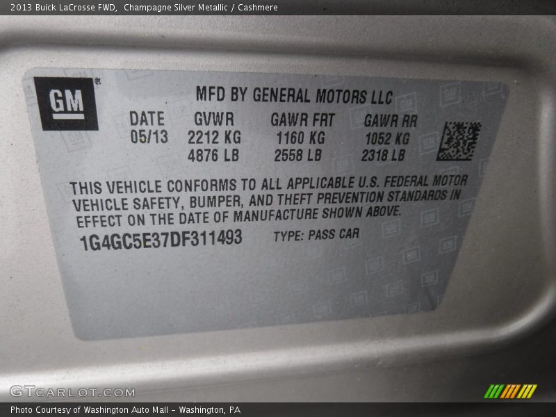 Champagne Silver Metallic / Cashmere 2013 Buick LaCrosse FWD