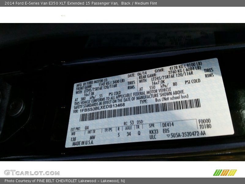Black / Medium Flint 2014 Ford E-Series Van E350 XLT Extended 15 Passenger Van
