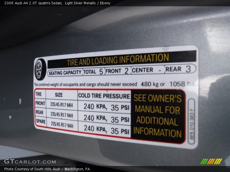 Light Silver Metallic / Ebony 2006 Audi A4 2.0T quattro Sedan