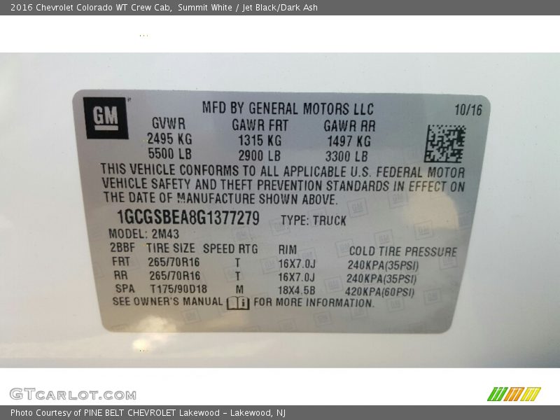 Summit White / Jet Black/Dark Ash 2016 Chevrolet Colorado WT Crew Cab