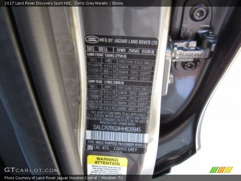 2017 Discovery Sport HSE Corris Grey Metallic Color Code 873
