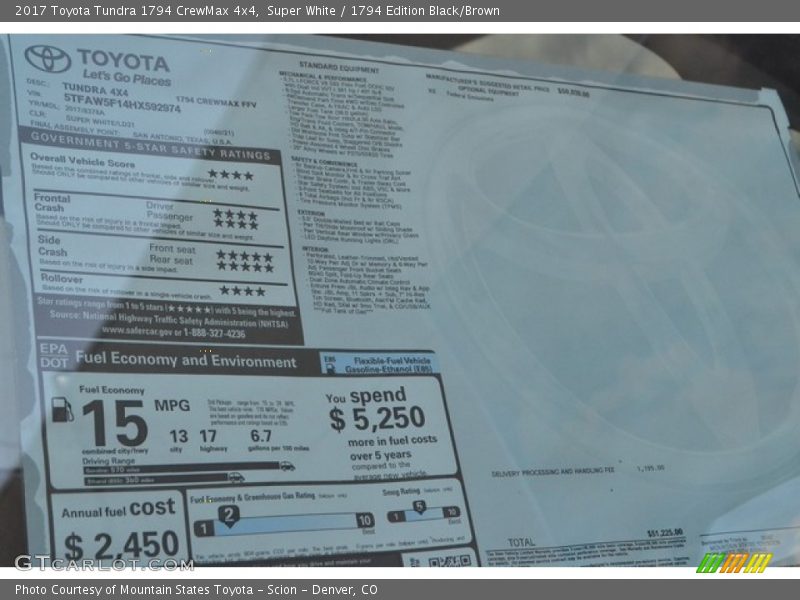 Super White / 1794 Edition Black/Brown 2017 Toyota Tundra 1794 CrewMax 4x4